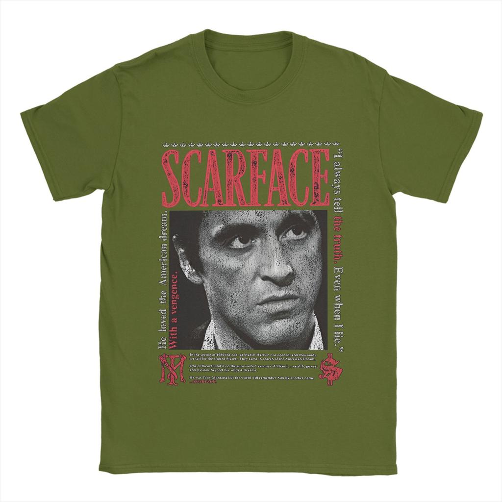 Fun 90s Classic  Movie Scarface  T-Shirts for Men Crew Neck Pure Cotton T Shirts  Short Sleeve Tees Big Size Tops