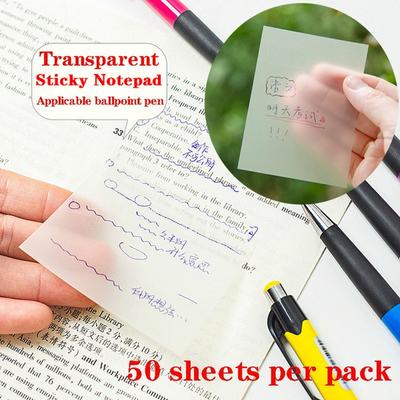 50PCS/Set Simple Style Transparent Note Paper Sticky Notepad Decorative Note Paper Student Learning Note Book School Office Supplies