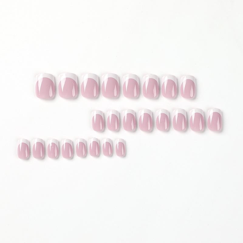 24Pcs/Set Quick Nails White Edge French False Nials Sticker Wearable Waterproof Manicure Finished Nails