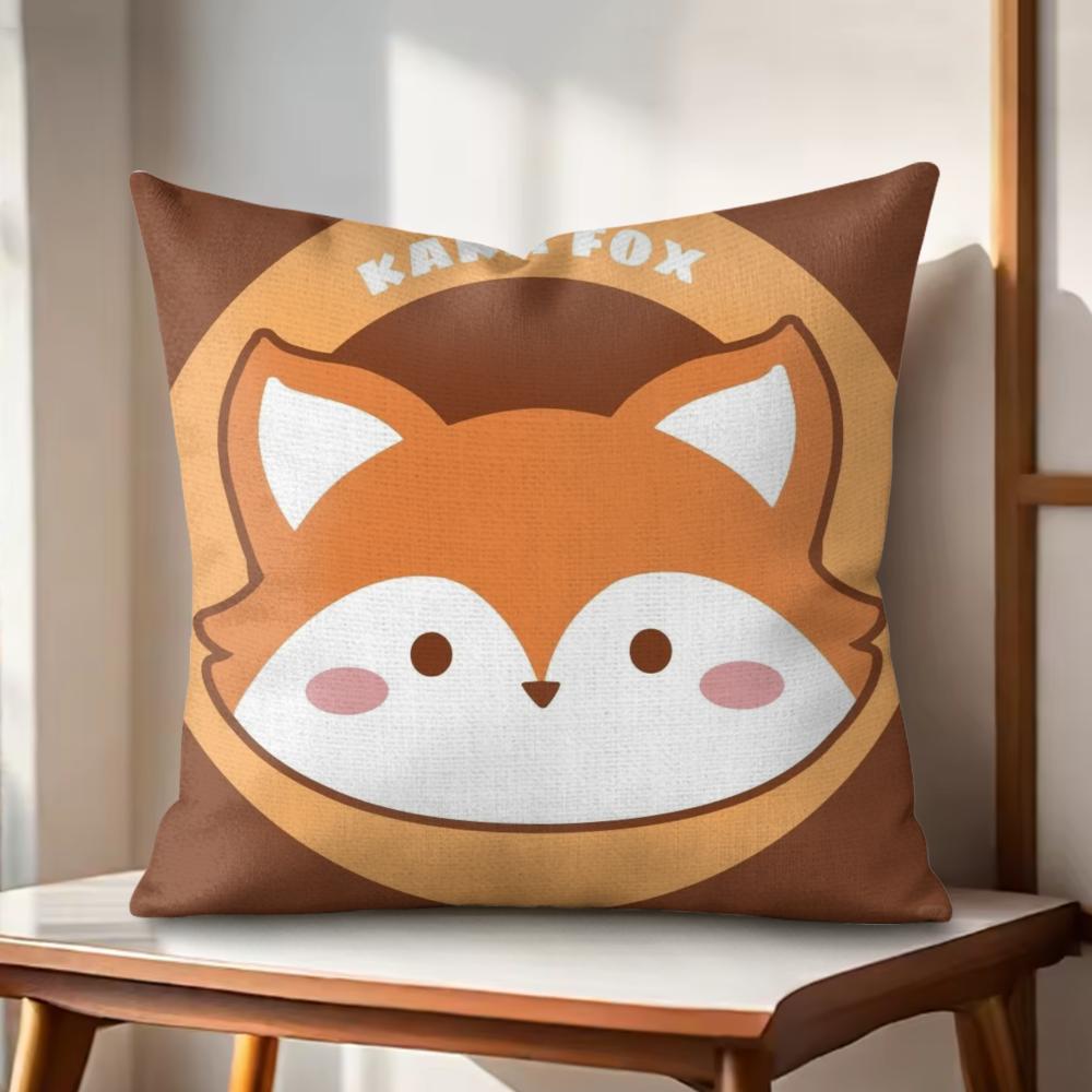 INS Cute Animals Cushion Cover Natural Linen Organic Fabric DoubleSided Printing Couch Pillow Covers Home Decor