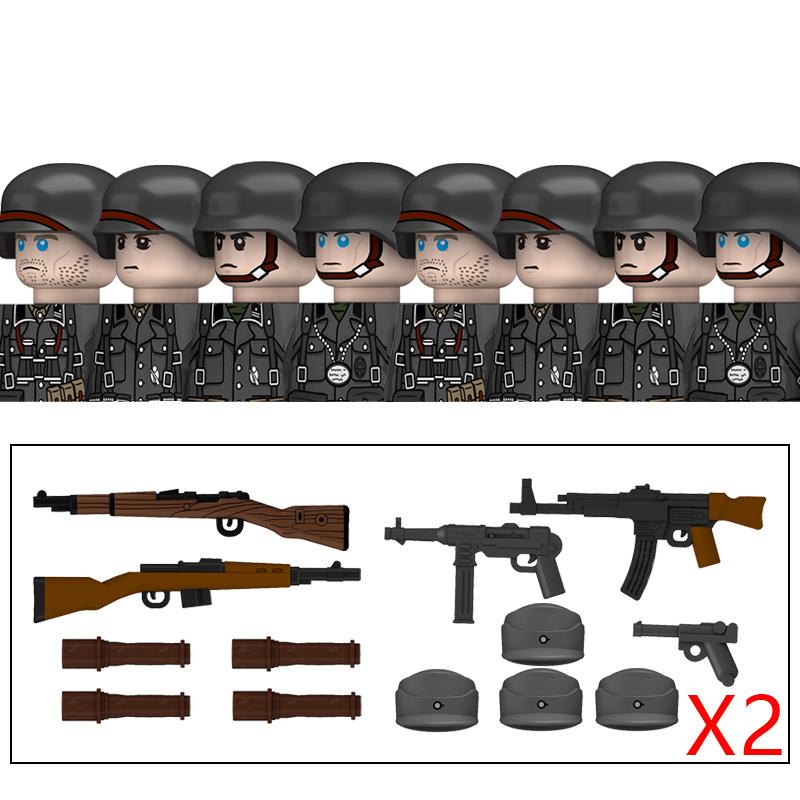Ungiftige Militär-Zweiter Weltkrieg Deutsche Marine Panzer Truppen Bausteine USA 101. Großbritannien Sowjetunion Soldaten Infanterie Waffen Steine Spielzeug Kinder
