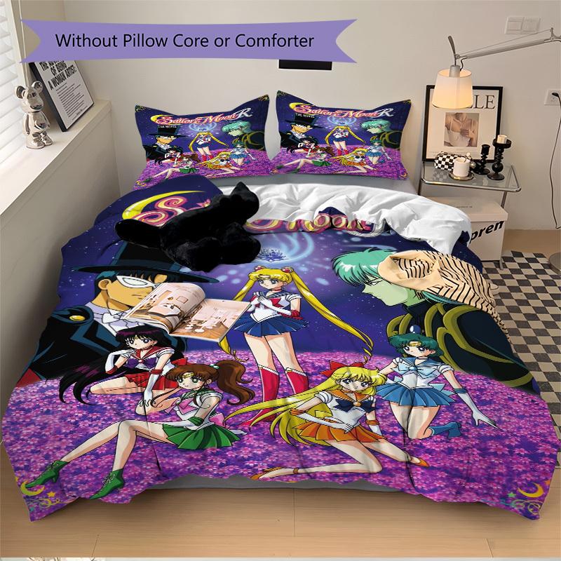 

Sailor Moon R: The Movie Bedding Set Comforter Cover Gift for Bedroom,Includes 1 Cover and 2 Pillowcases, No InsertB335 135x200cm