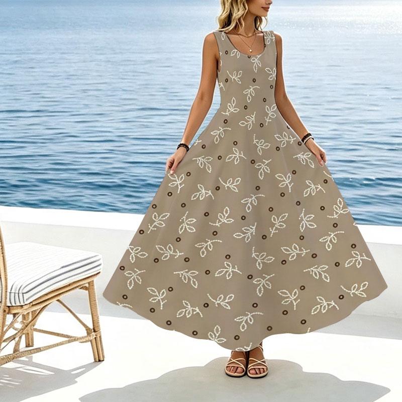 Women's Summer Beach Maxi Dress Lightweight Sleeveless Flowy Elegant Simple,Versatile for Vacation Daily Wear