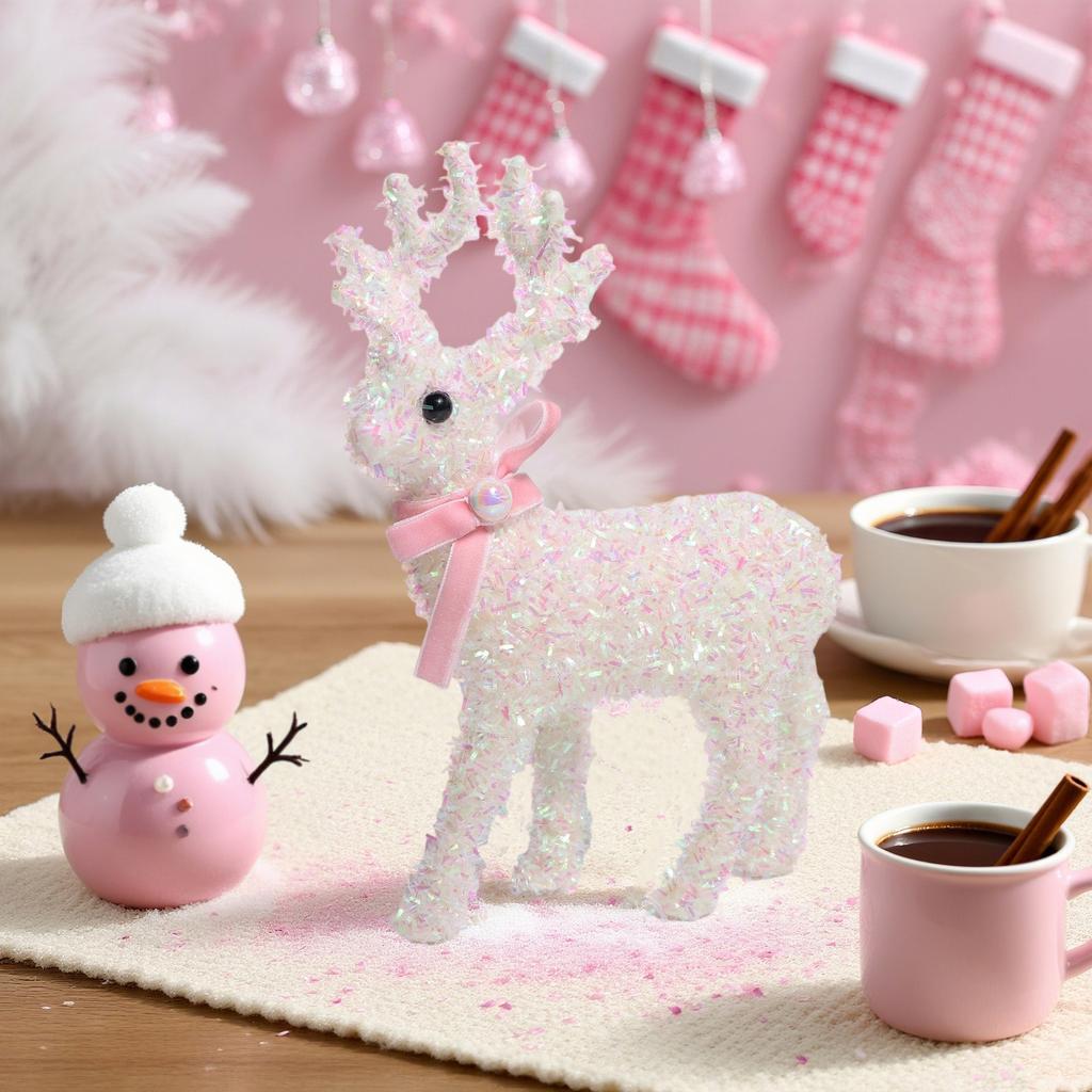 Christmas Colorful Sequined Elk Ornaments Desktop Window Atmosphere Decoration Bell Bow Deer