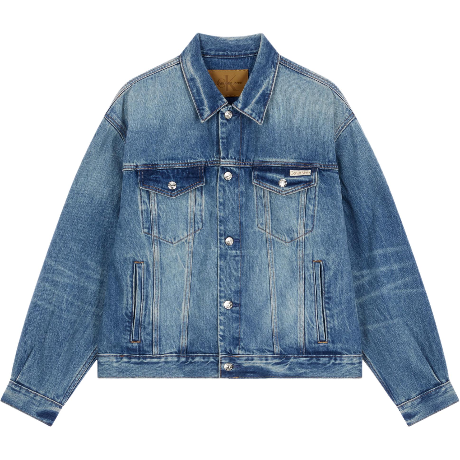 

Calvin Klein Куртка из стираного денима с однобортным воротником Мужские куртки Синий 40EM799-Q24 L