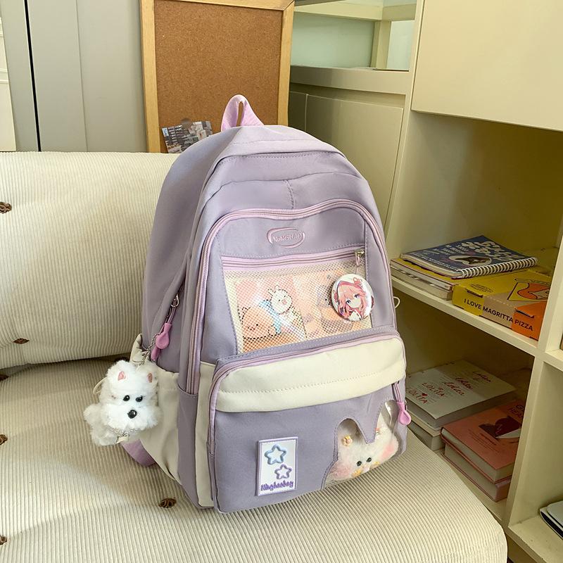 High School Students, Japanese Cute Transparent Pain Bag, Large-capacity Student School Bag, Simple and Versatile Girl Backpack.