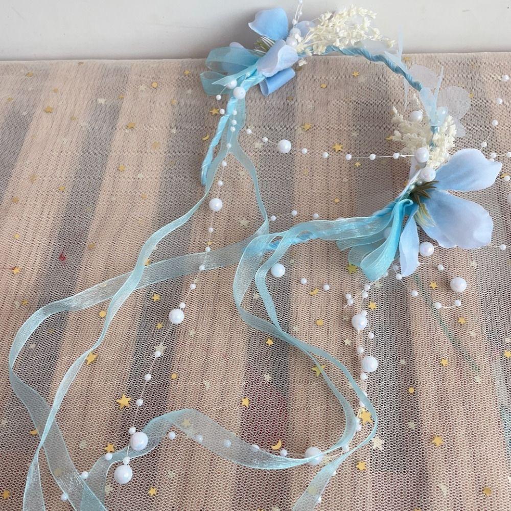 Sweet Hanfu Headdress Elegant Floral Crown Hairband Children Flower Headband  Photograph