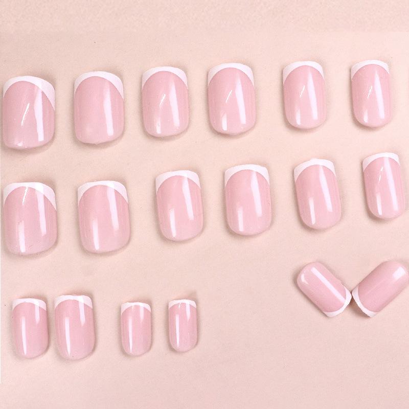 Pink & White Manicure Set: Cute, Simple European & American Style Wearable False Nails