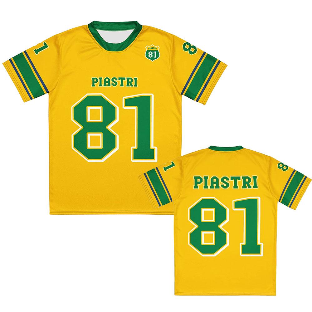 

Оскар Номер 81 PIASTRI Топы-футболки Унисекс Уличная одежда Свободные Повседневные Хип-хоп Футболка С коротким рукавом Одежда Рубашки S