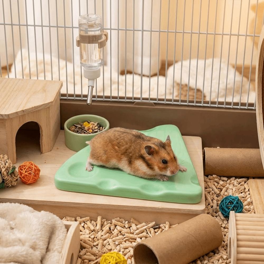 Hamster Ice Mat Ceramics Hamster Ice Pad Portable Non-Slip Pet Cooling Pad Smooth Surface Cooling Board Cage Mat