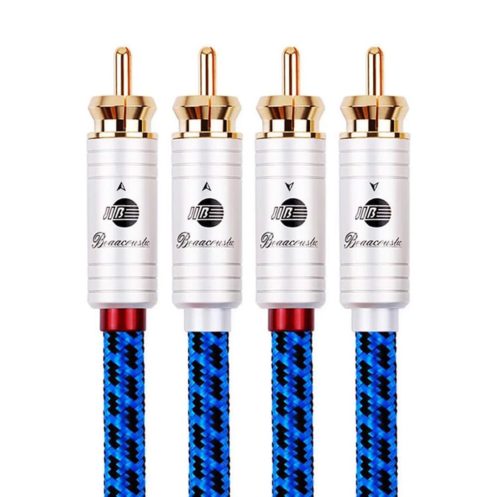 JIB RCA Cable 1m Stereo Cable Male to Male 2RCA to 2RCA Gold Plated Connectors 6N OCC Single Crystal Copper for Amp CD Player Speaker Car Audio