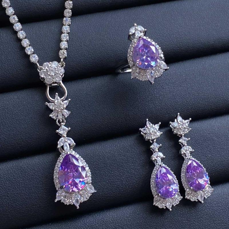 Sace Gems Classic Copper Alloy Zircon Ring Earrings Pendant Necklace Jewelry Sets Wedding Party Gifts