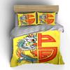 3Pcs Half Dragon Chinese Fu Character Duvet Cover Set, Yellow Base New Year Lucky Bedding Single Double King Queen, Gift