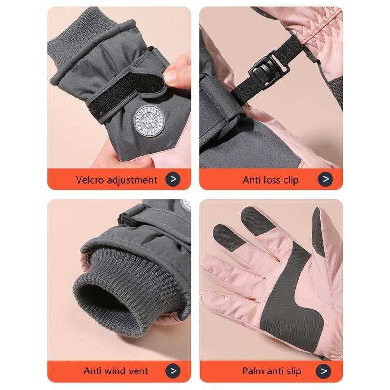 Coldproof Warm Ski Gloves for Female Winter Activity Insulated Gloves for Mountain Climbing Thicken Fleece Hand Warmer