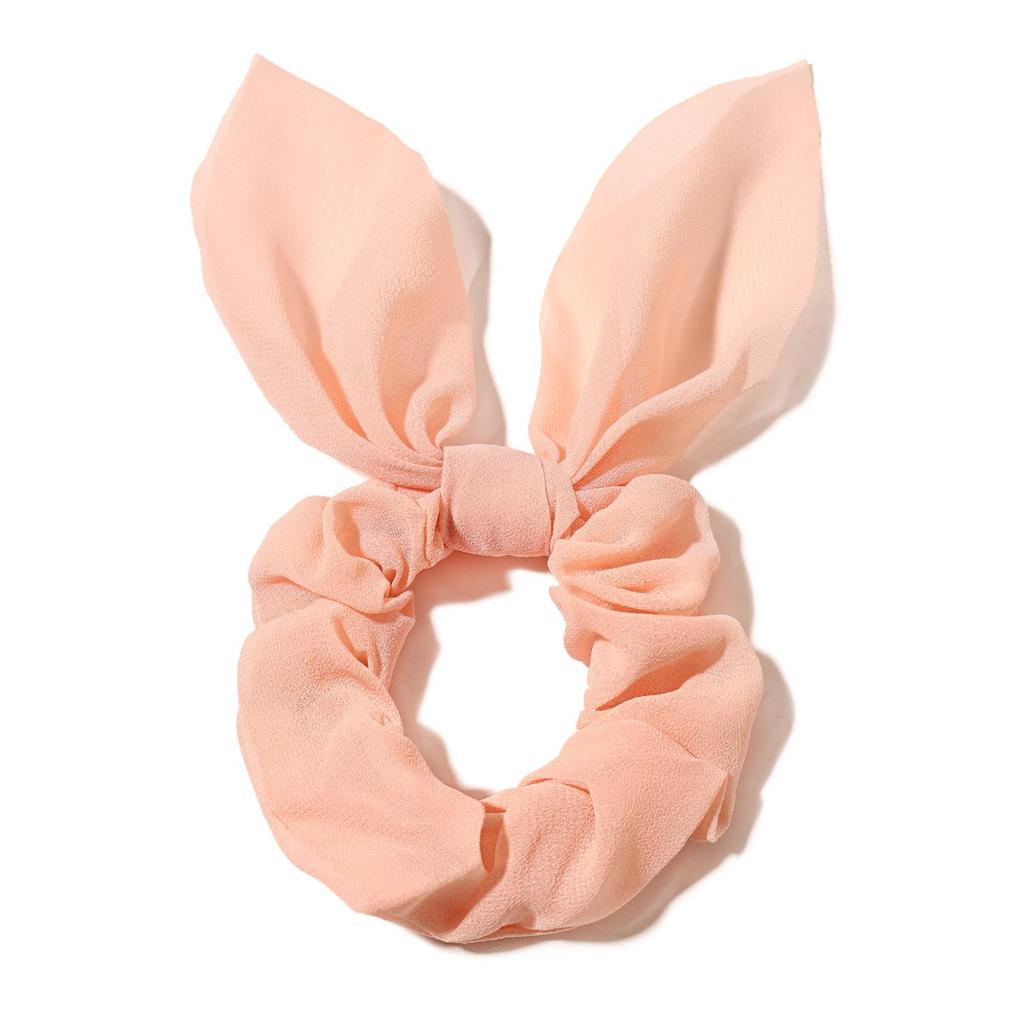 Chiffon Bow Elastic Hair Tie with Rabbit Ears - Versatile Candy Color Hair Accessory for Girls