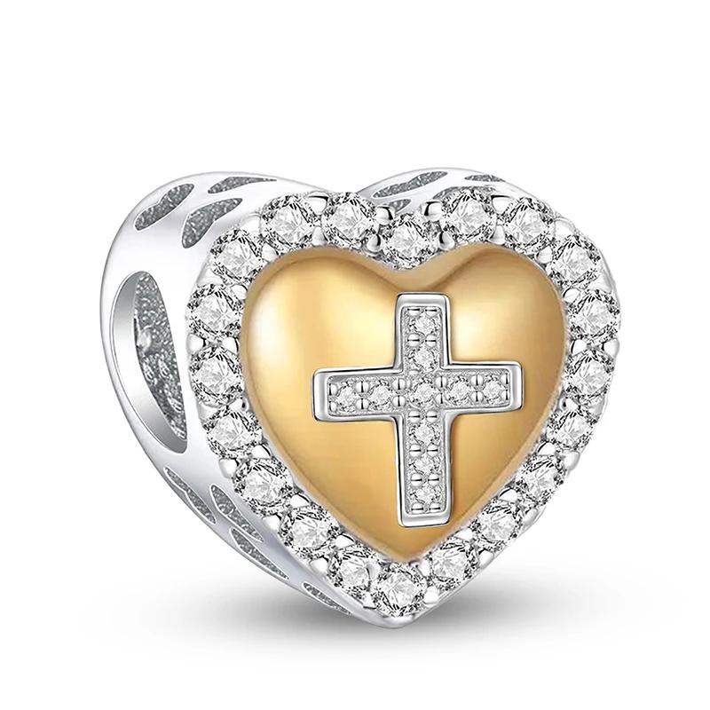 Copper Love Heart Shaped Cute Charms Beads Fit Diy Bracelet Bangle Making Gift Of High Quality Jewelry For Womens