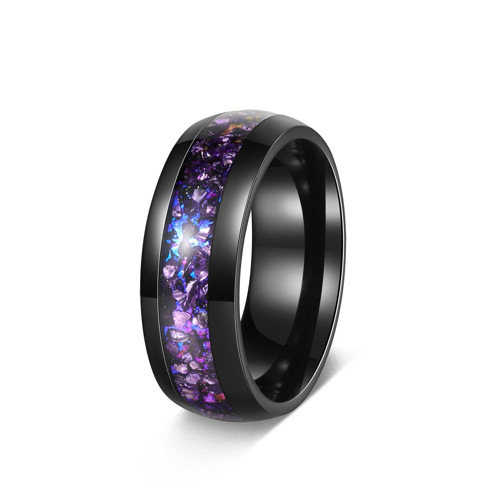 Модный набор мужских колец из нержавеющей стали  Звездное небо  с аметистом Size 5