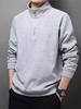 Men's 2025 Half-Zip Loose Hoodie: Long Sleeve, Stand Collar, Plus Velvet, Warm Jacket for Spring/Autumn