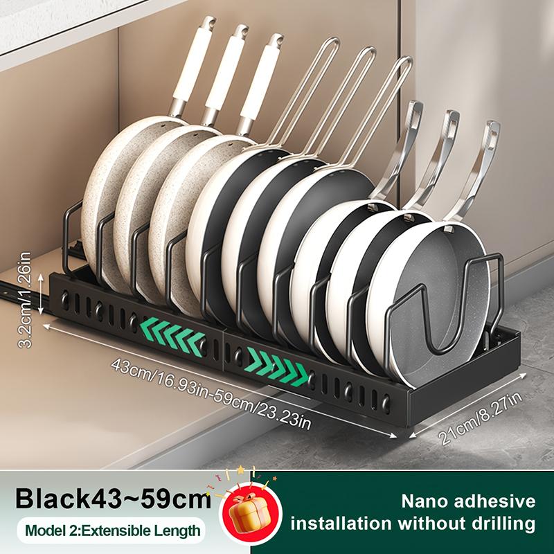 

Выдвижной органайзер для кастрюль и сковородок с возможностью расширения для шкафа, держатель для крышек кастрюль с 10/12 регулируемыми разделителями для хранения кухонной посуды