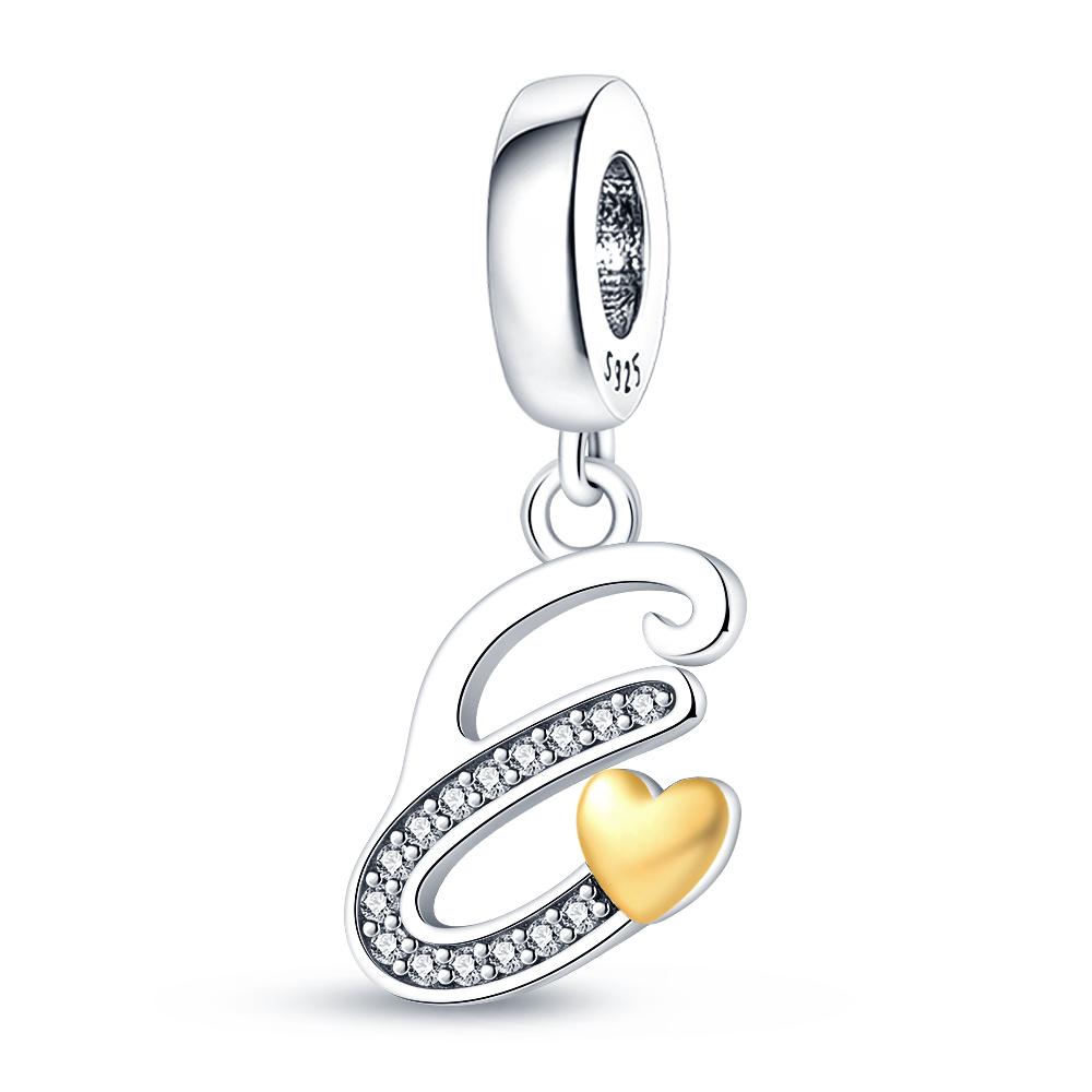 Copper Plated Diy Alphabet Charms Beads Love Heart Letter Gift Dangle Fit Original 3Mm Bracelet Bangle Jewelry Marking