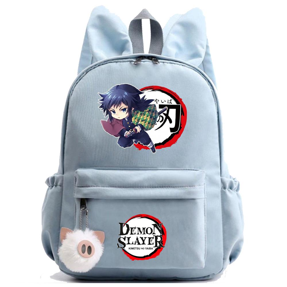 Anime Cartoon Demon Slayer Aufdruck Rucksack für Teenager Kinder Schüler Schultasche Mädchen Damen Große Kapazität Wasserdicht Reisetasche Geschenk Mochila