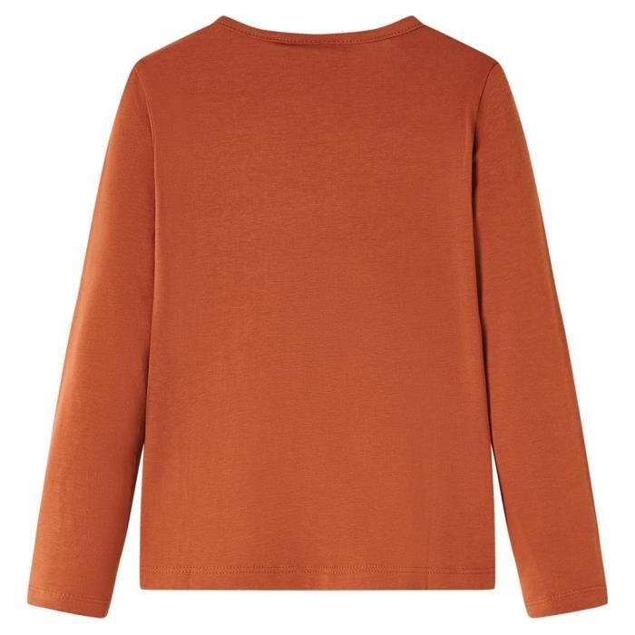 T-shirt enfants à manches longues imprimé oiseau cognac 5 dimensions disponibles