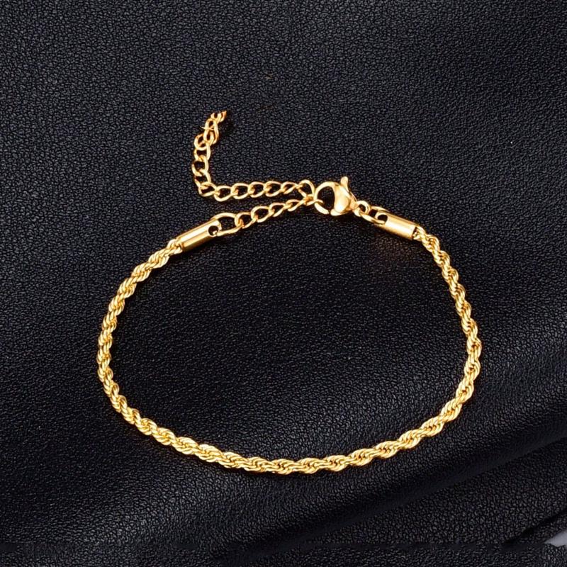 1pc Men Minimalist & Sporty Twisted Rope Chain Bracelet Made of 18K Gold-Plated Stainless Steel, Suitable for Hip-Hop & Street Dance Wear