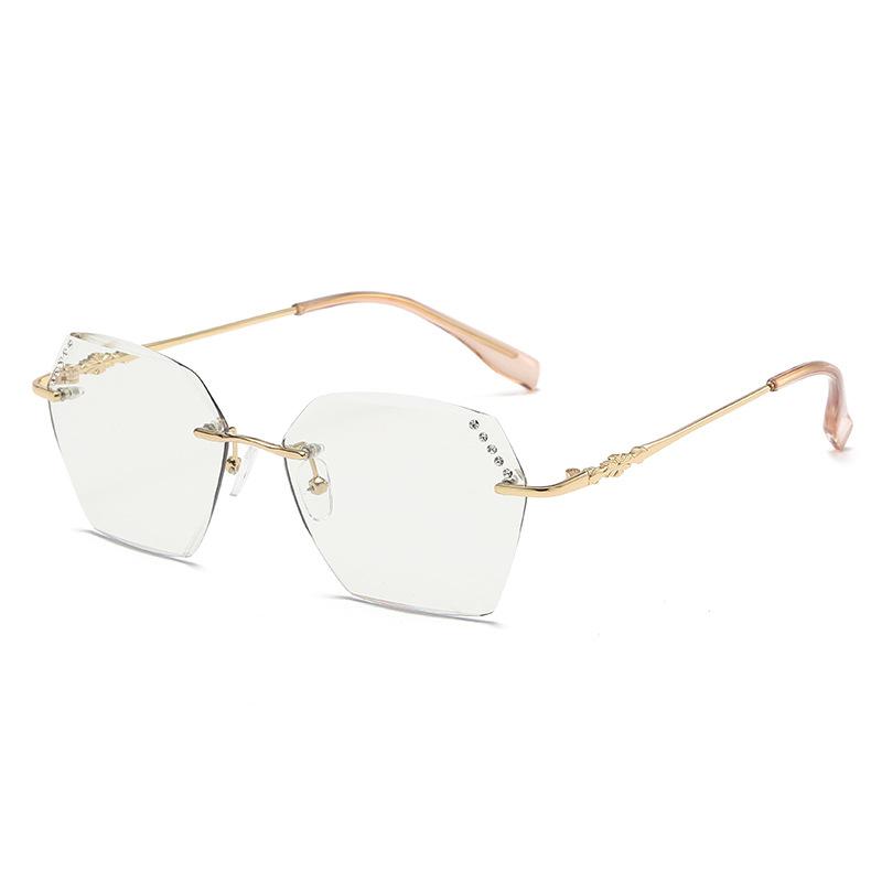 Photo-Sensitive Color-Changing Frameless Edge-Cutting Point-Drilled Anti-Blue-Light Large-Frame Near-Sighted Glasses 3318