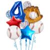9pcs Baseball Themed Aluminum Foil Balloon Set 32inch Digital Pentagram Glitter Ball Children's Birthday Party Decoration