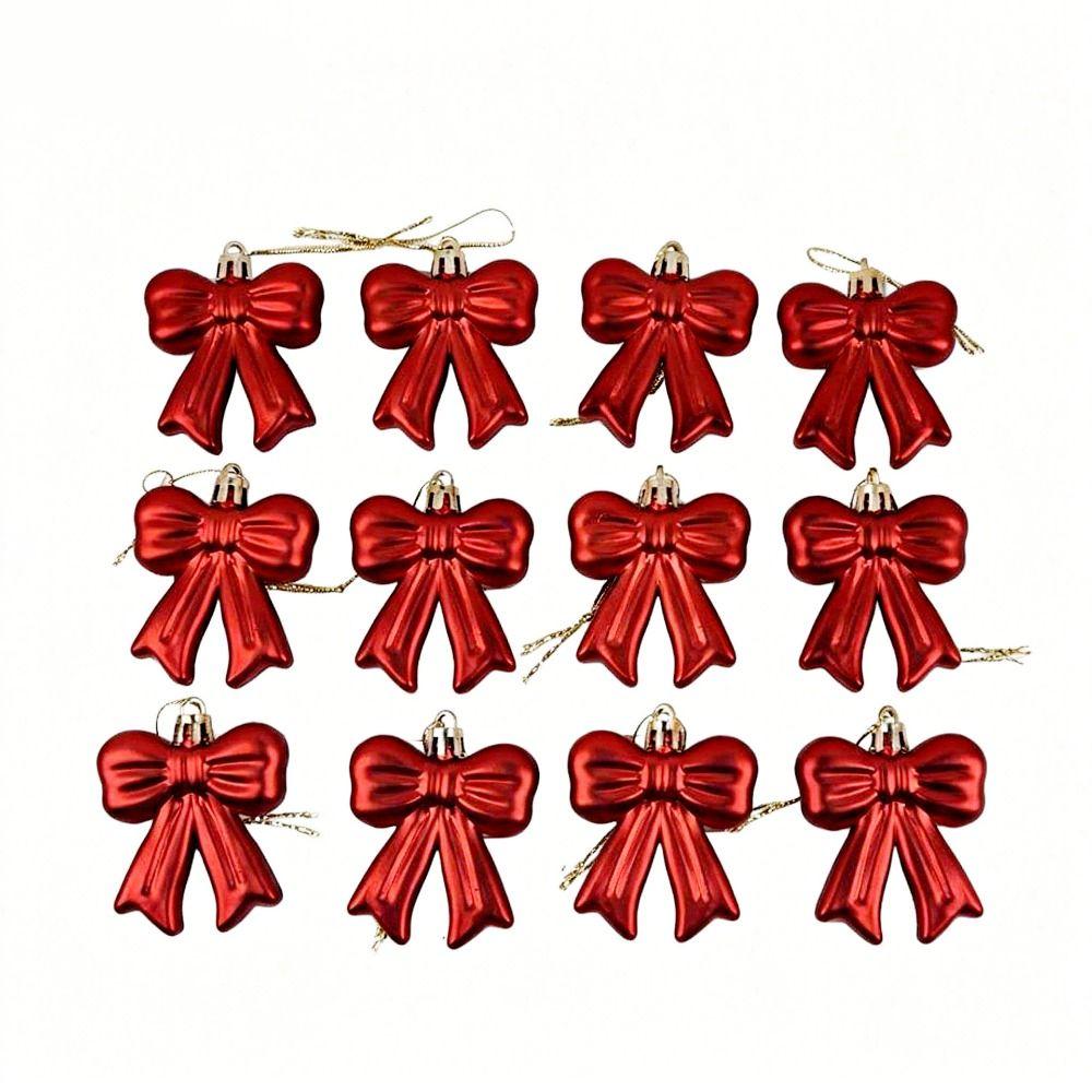 12Pcs/Set Creative Christmas Bowknot Pendant 3D Bowknot Hanging Pendant Party Supplies