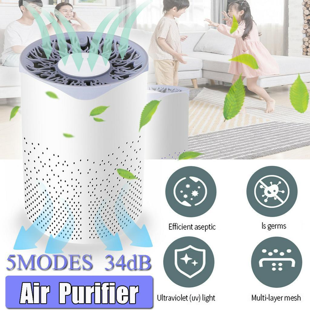 5W Home Office USB Air Purifier 5 Modes Air Cleaner Ionizer UV Light Dust Allergy Smoke Filter Negative Ion Generator for Bedroom