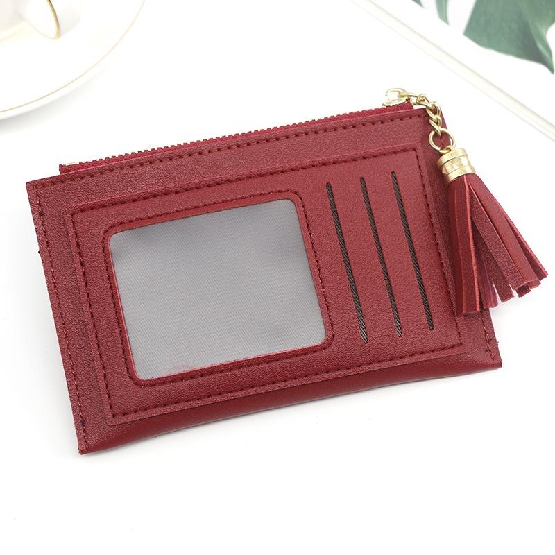 IELGY Повседневный простой однотонный кошелек для монет с кисточкой на молнии для женщин — фото 6