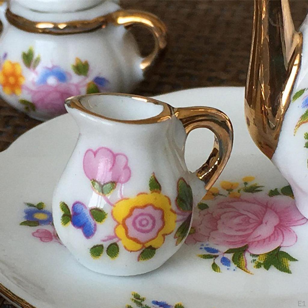 1:6 Scale Miniature Dollhouse Tea Cup Set Ceramic Lovely Accessories Decoration Realistic Flower