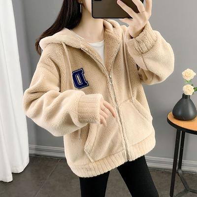 Manteaux pour Femmes Hiver Veste en Coton à Capuche Couleur Unie Épaissi Fourrure Velours Ample Décontracté Manteau Haut