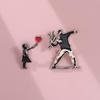 European Retro Love Heart Cartoon Alloy Brooch Badge
