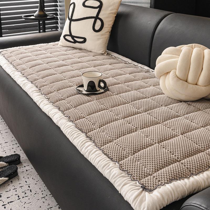 

Skin Friendly and Wear-resistant Sofa Cover Fabric One-piece Anti Slip Straight Row Sofa Cushion New Autumn and Winter Season 70x70cm світло-сірий колір