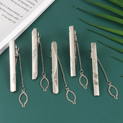 1Pc  Men Silver Necktie Tie Clip Stainless Steel Plain Clasp Bars Pins Clips