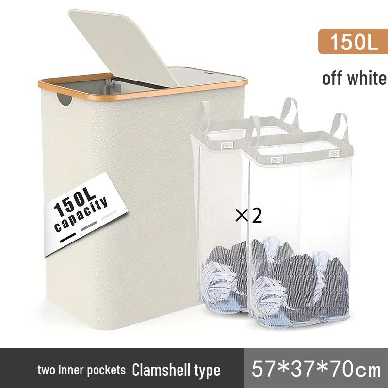 Foldable Large-Capacity Laundry Hamper with Lid and Inner Bag