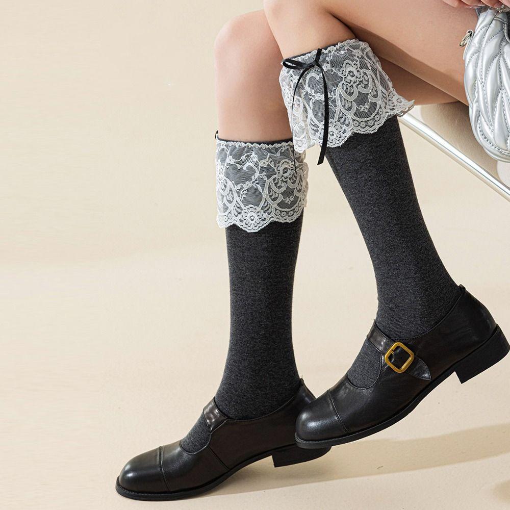 Ribbon Bow Stockings College Style Warm Socks New Long Socks Autumn Winter