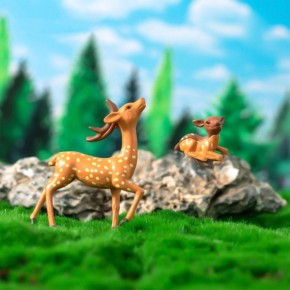 Plastic Crafts Sika Deer Figurines Mini Micro Landscape Ornaments Deer Miniature Statue  Bonsai