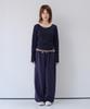Ohesio Basic Ribbed V-Neck Long Sleeve, Navy