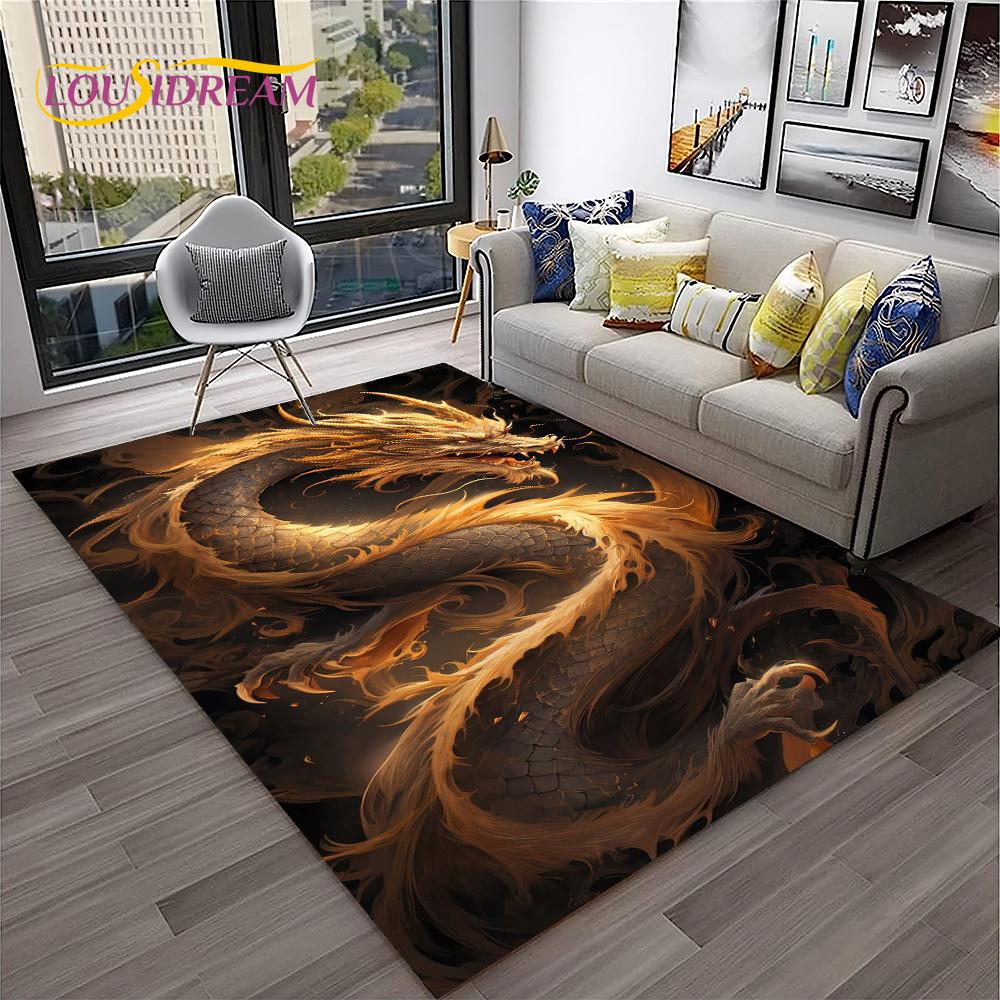 3D China Draak Mythe Kunst Cartoon Tapijt Tapijt voor Thuis Woonkamer Slaapkamer Bank Deurmat Decor, Speelruimte voor Kinderen Tapijt Antislip Vloermat