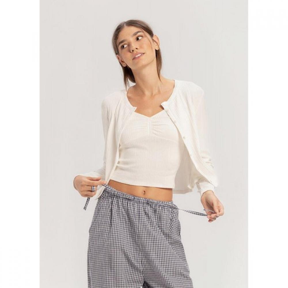 Budhi Mudra Pointelle Cardigan Star White  B61002aca40 V10 Star White/S