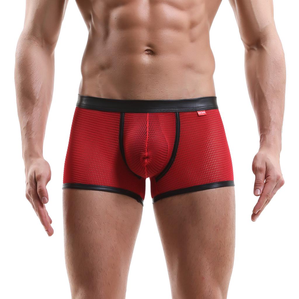 

Мужское сексуальное нижнее белье, сетчатые дышащие удобные брюки, сексуальные трусы-боксеры S красный