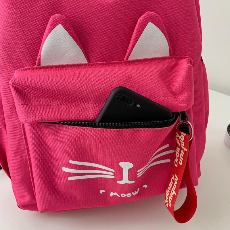 Trendy Cat Ear Canvas Backpack - Versatile School Style for Students
