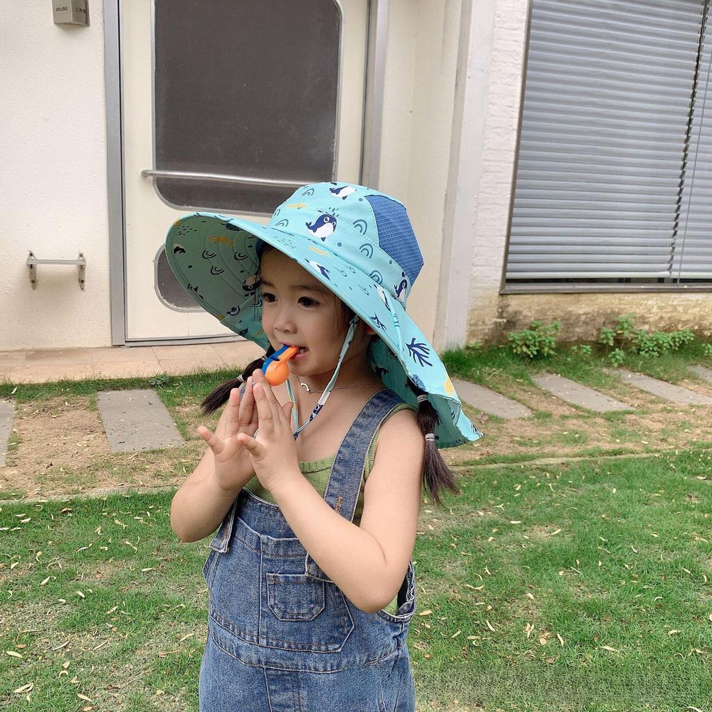 Dziecięcy kapelusz przeciwsłoneczny na lato: Ochrona UV, Uroczy design z szerokim rondem dla dziewczynek i chłopców