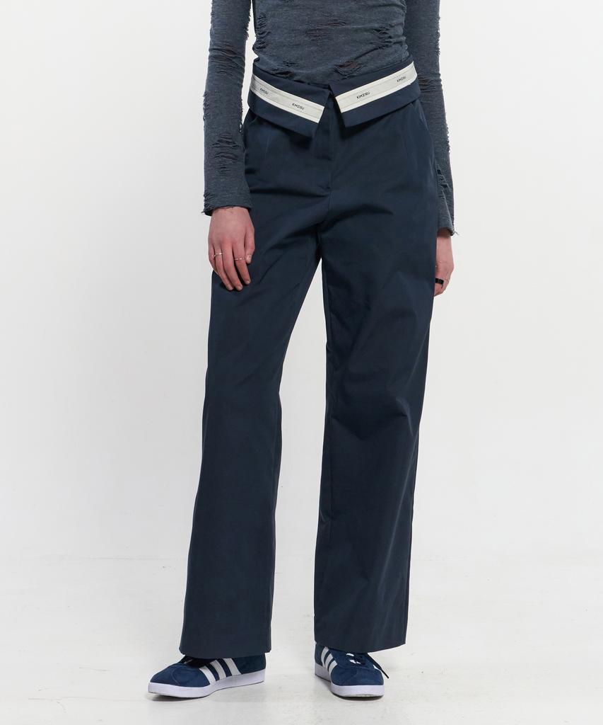 Kimjisu Fold Over Wide Slacks _ Navy