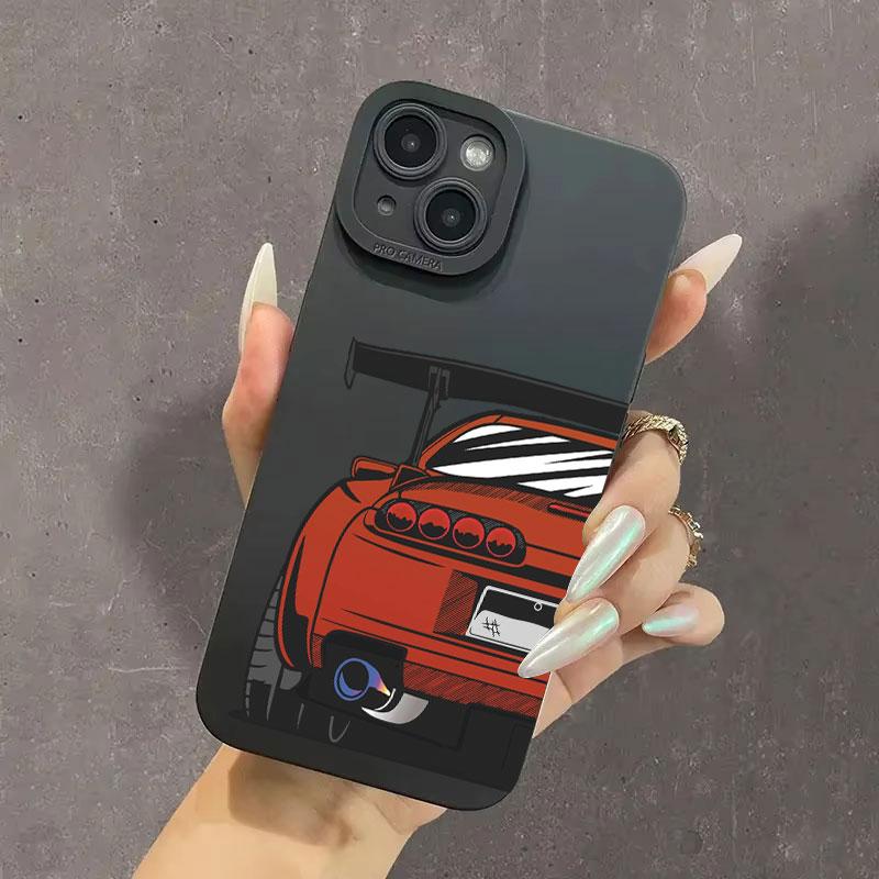 Phone Case For iPhone 14 13 15 16 Pro Max 11 12 Mini Plus X XR XS Max SE 2022 Stylish Car Pattern Shockproof Soft Back Cover