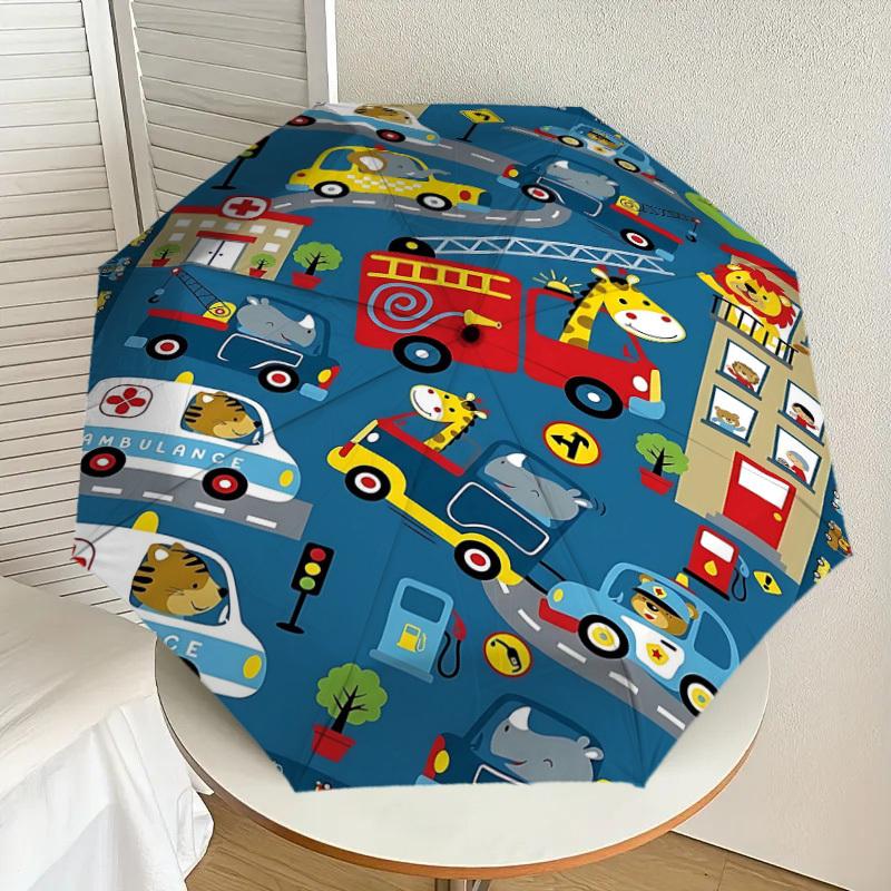 1PC Cars Animals Umbrella-8-Rib Reinforced Portable Folding Travel Suitable for All Seasons Outdoor Daily Use-Z0491