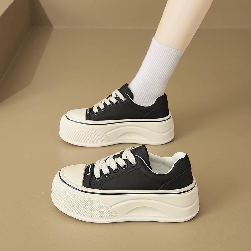 

Fashion CRLAYDK Platform Sneakers for Women 6.5CM Height Increase Fashion Casual Tennis Skate Walking Shoes Leather Anti Slip Trainers 35